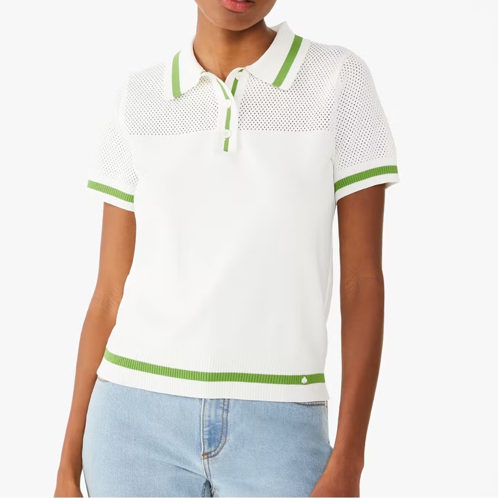 Pointelle Polo Sweater
